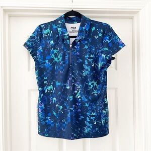 FILA sport women's short sleeve printed golf polo small